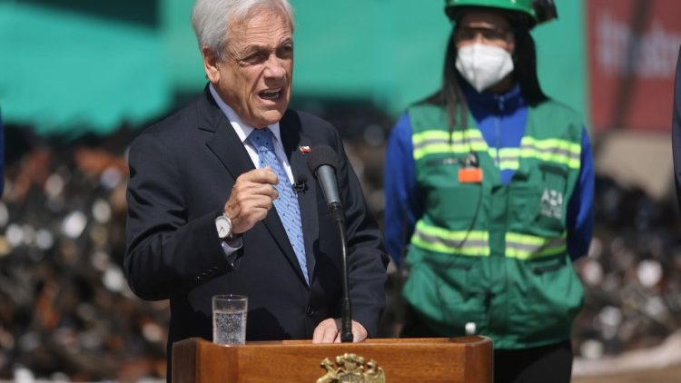 Noch-Präsident Pinera hält eine Rede in Santiago