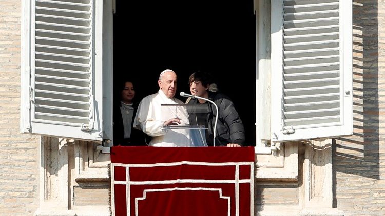 Pope Francis leads Angelus prayer from his window at the Vatican