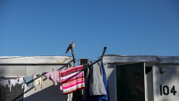 A prefabricated house in the Mavrovouni camp in Lesbos