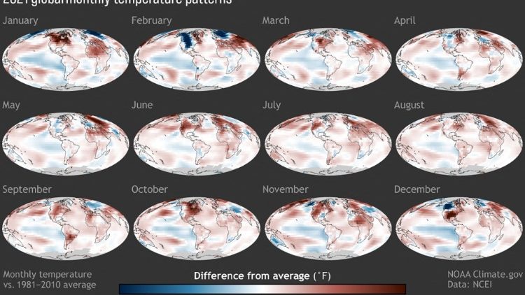Le rilevazioni mensili del NOAA
