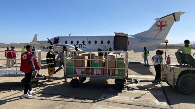 Dopo cinque mesi, l'arrivo dei primi aiuti della Croce Rossa, il 26 gennaio, a Merkelle nel Tigray
