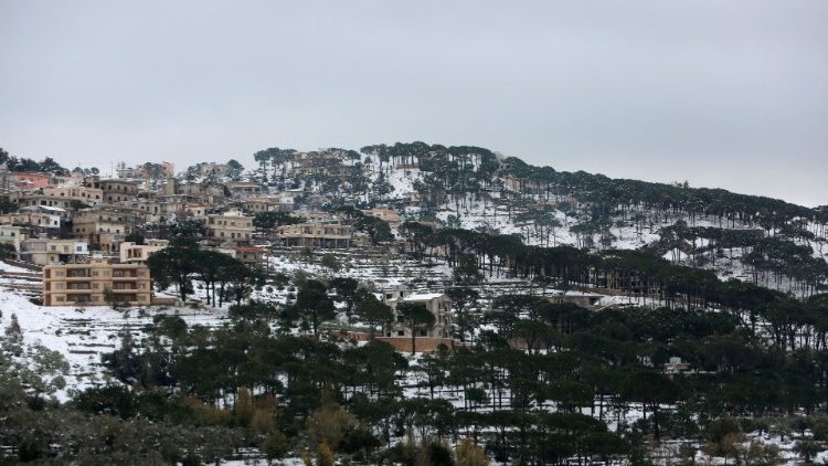 La ville de Hasbaya sous la neige ce 27 janvier 2022.