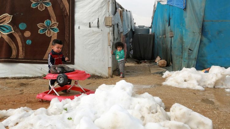 Syrische Flüchtlinge in einem Camp im Libanon, Ende Januar