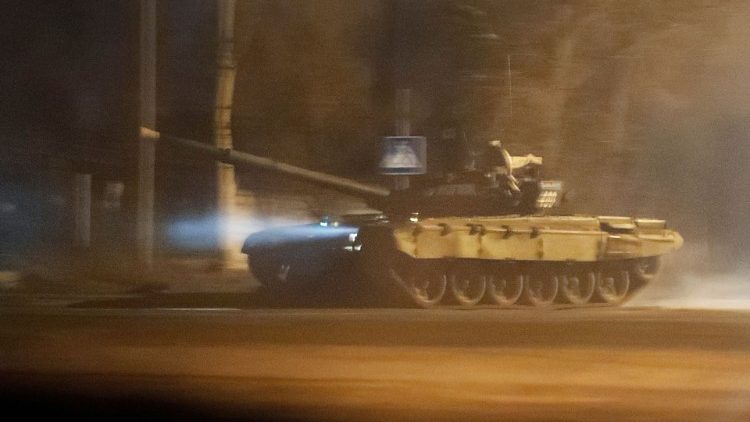 Russischer Panzer am Dienstag an der Grenze zur Ostukraine