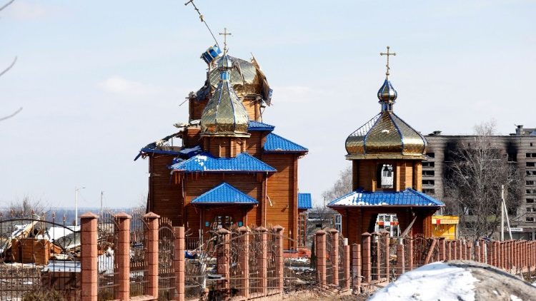 Attackierte Kirche in Volnovakha bei Donezk
