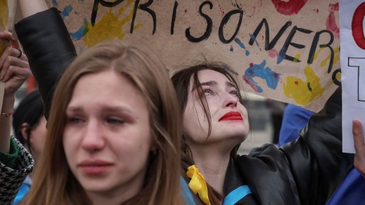 Manifestação em Mariupol, na Ucrânia