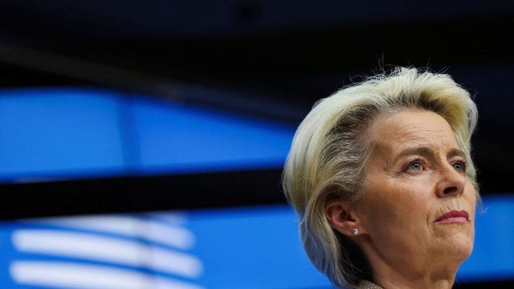European Commission President Ursula von der Leyen in Brussels, at a summit of European leaders discussing Russian oil sanctions