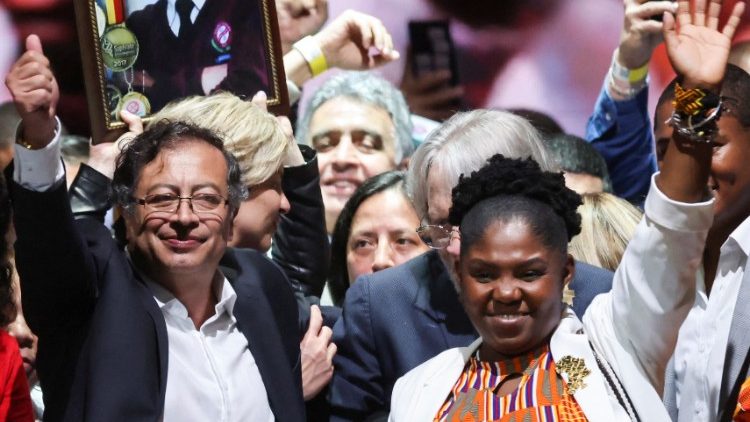 Colombia's new President-elect Gustavo Petro (L) and Vice President-elect Francia Marquez
