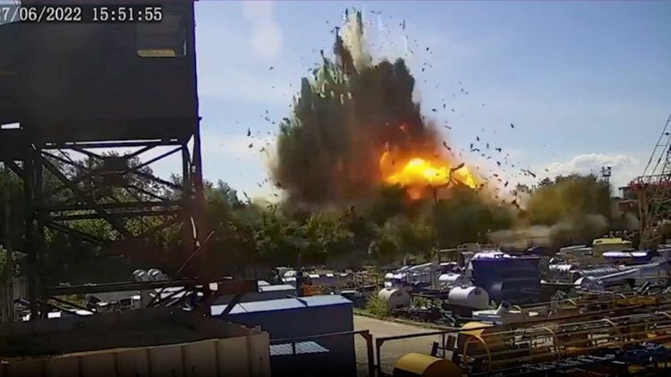 Russian missile strike on a shopping mall in Kremenchuk