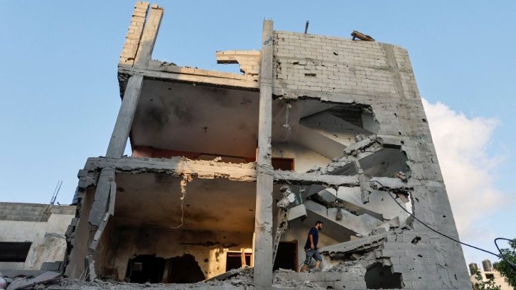 A ruined house in Rafah, southern Gaza
