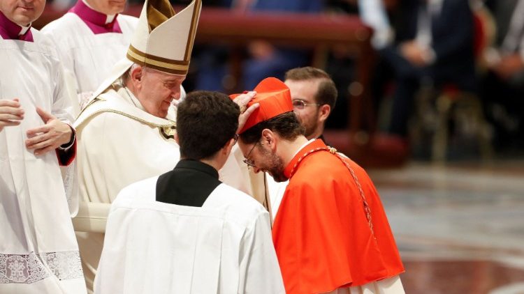 Pope Francis with Cardinal Giorgio Marengo at the Consistory on 27 August 2022