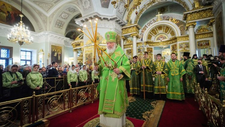 Der russisch-orthodoxe Patriarch Kyrill I. bei einer Messe in Moskau. Nach Kasachstan reist er nicht persönlich, schickt aber eine Delegation