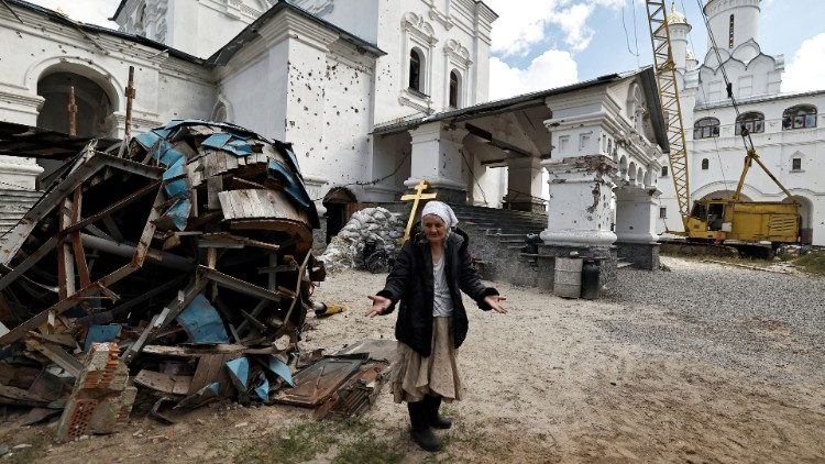 Zniszczona prawosławna ławra świętogórska w obwodzie donieckim na Ukrainie