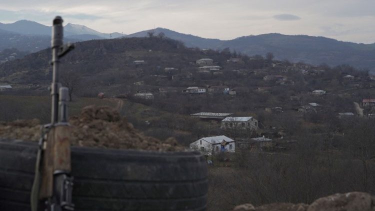 A view of the village of Taghavard divided between the two sides