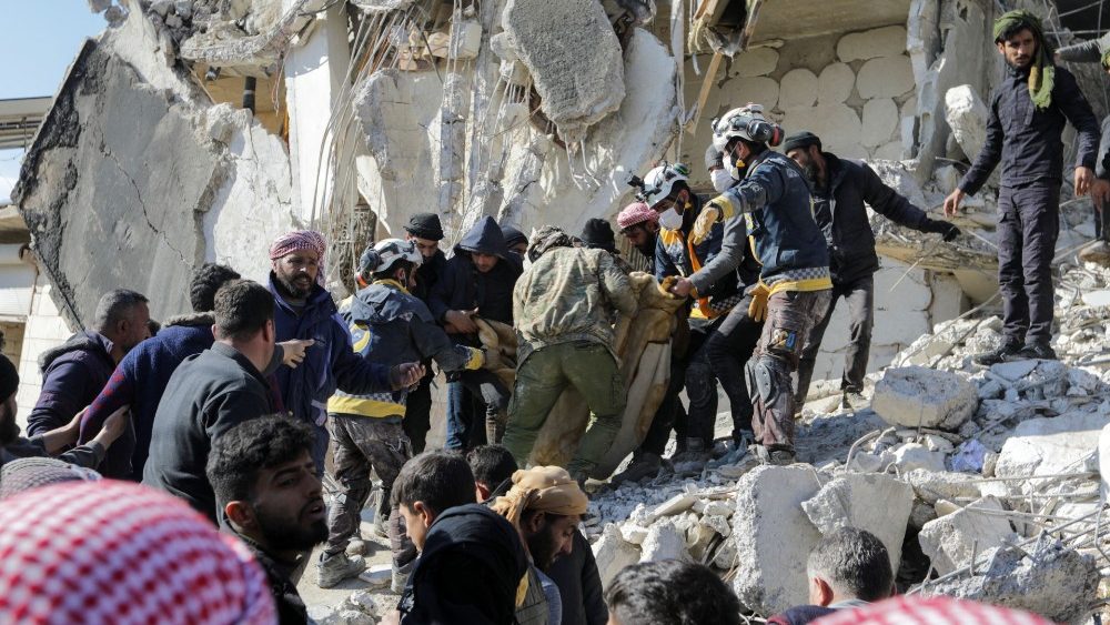 Aftermath of an earthquake in rebel-held town of Jandaris
