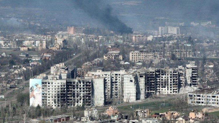 FILE PHOTO: Drone footage of Bakhmut