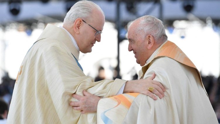 Papież i kard. Erdő w czasie Mszy w Budapeszcie