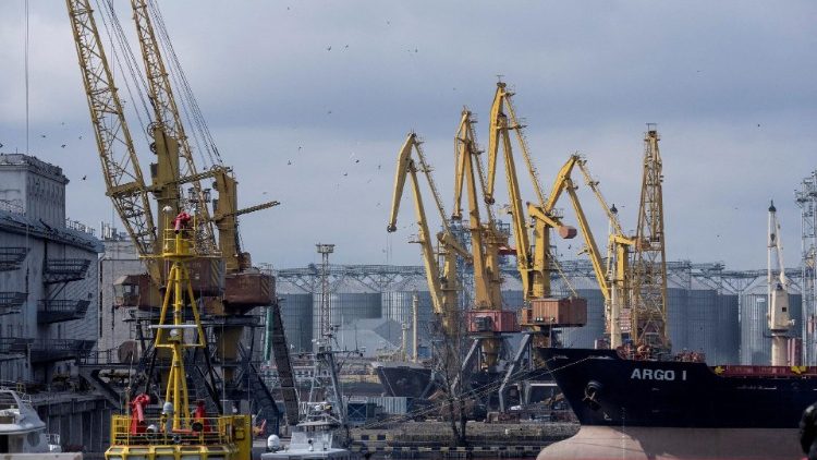 Ein Weizenterminal am Hafen von Odessa