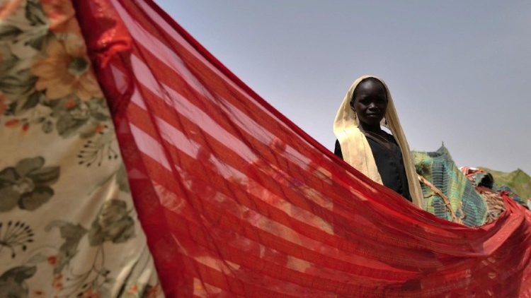 A sudanese girl who fled the conflict in Sudan's Darfur region, and was previously internally displaced in Sudan.