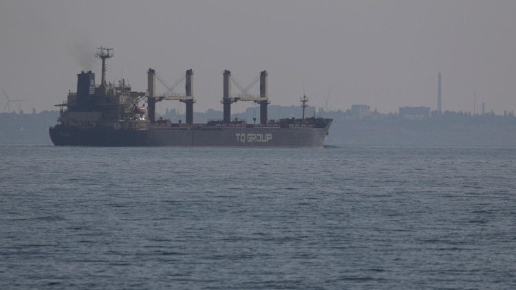 Turkey-flagged bulk carrier Tq Samsun leaves the sea port of Odesa