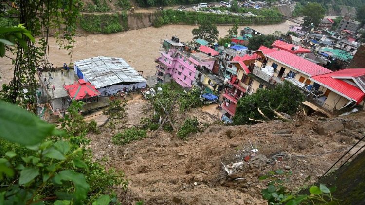 A view shows the destruction caused by the floods