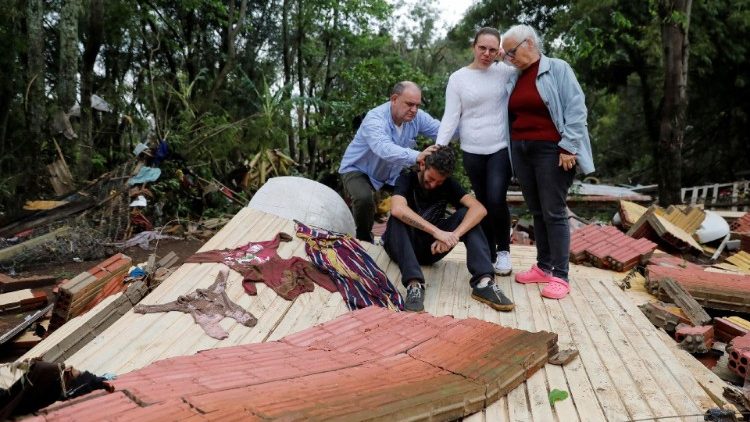Aftermath of an extratropical cyclone in southern cities, in Brazil