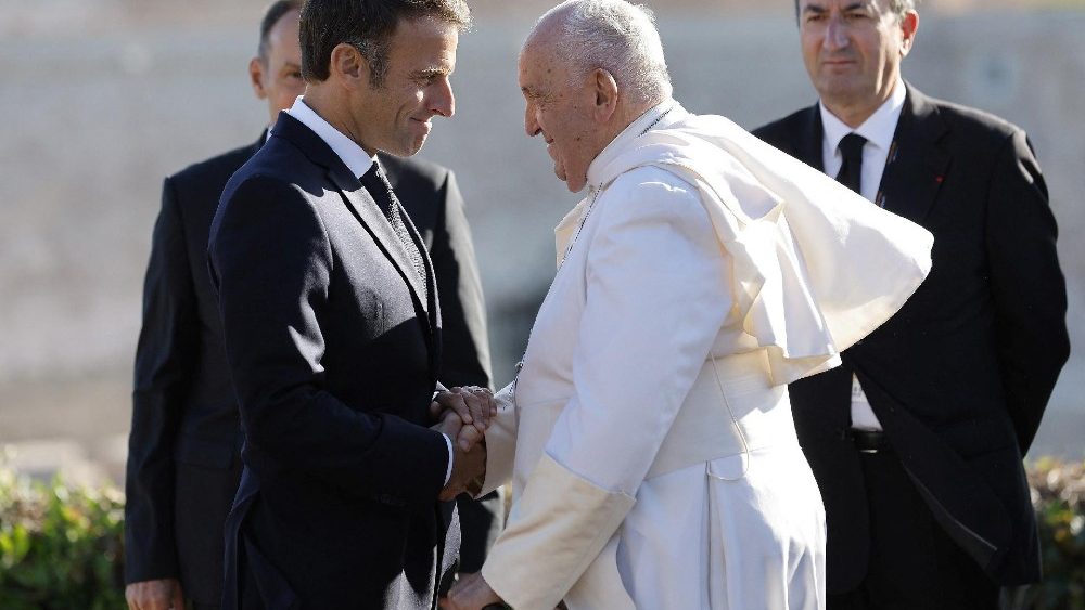 MAP Francis meets French President Emmanuel Macron at Palais du Pharo, in Marseille