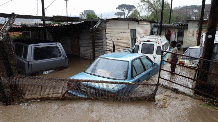 Roads are damaged as a result of the heavy rains