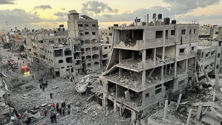Ruined houses in the Jabalia refugee camp, Gaza