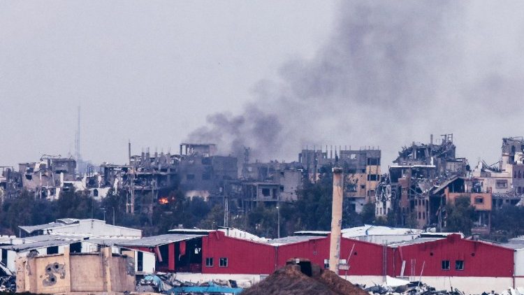 Smoke rises inside northern Gaza Strip following an airstrike, as seen from southern Israel