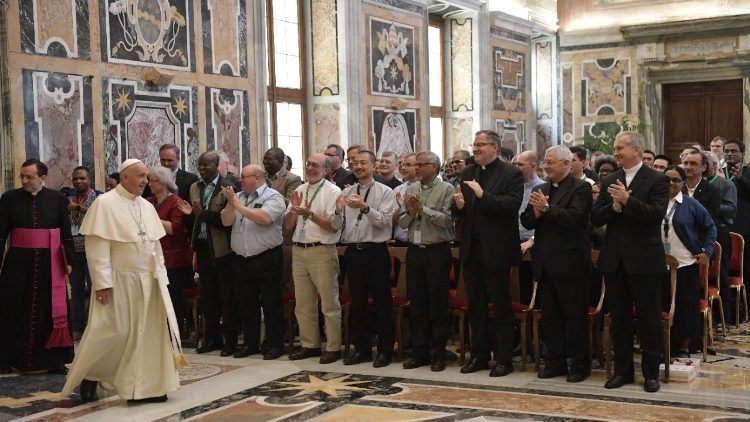 Pope meeting members of the general chapter of the Society of the Divine Word in the Vatican on June 22, 2018. 
