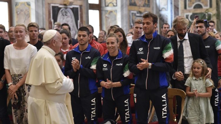 2018.06.28 Papieska audiencja dla włoskich pływaków