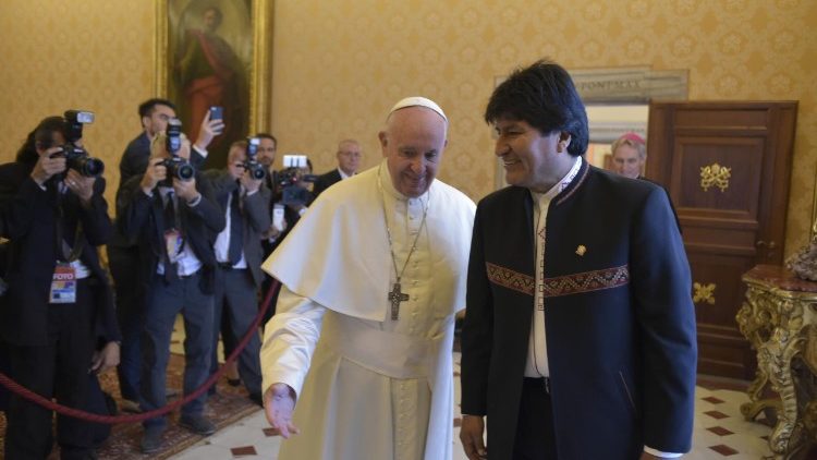 2018.06.30 Spotkanie Papieża z prezydentem Boliwii Evo Moralesem