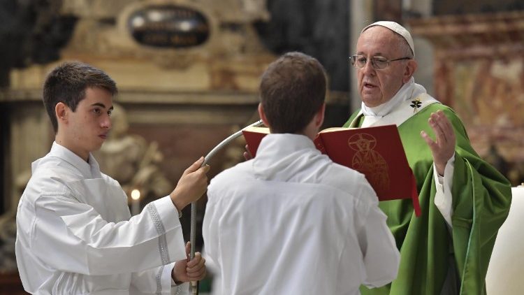 Pope Francis during the Holy Mass
