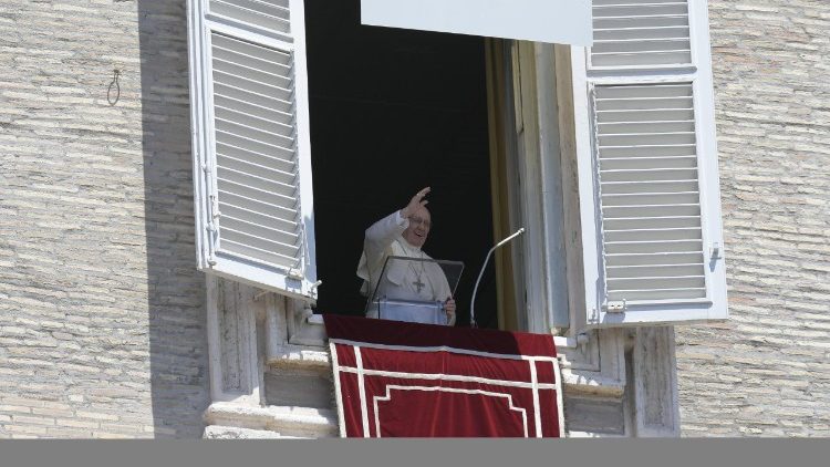 Pope Francis prays the Angelus on Sunday