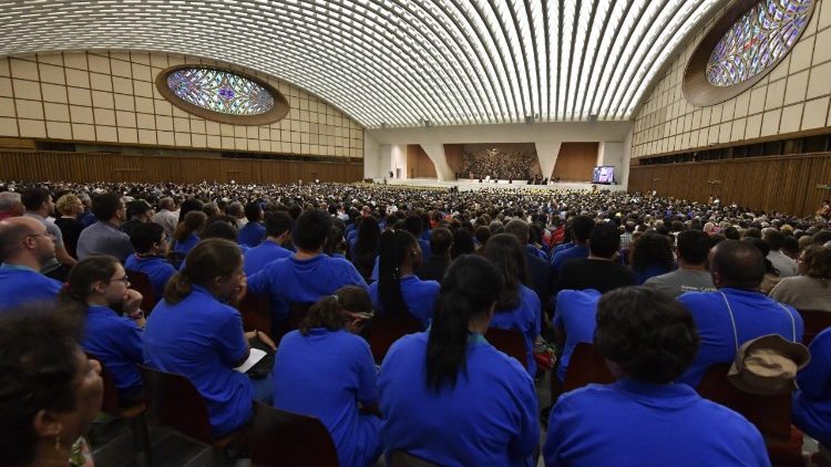 バチカンのパウロ6世ホールで行われた、教皇フランシスコの一般謁見　2018年8月1日