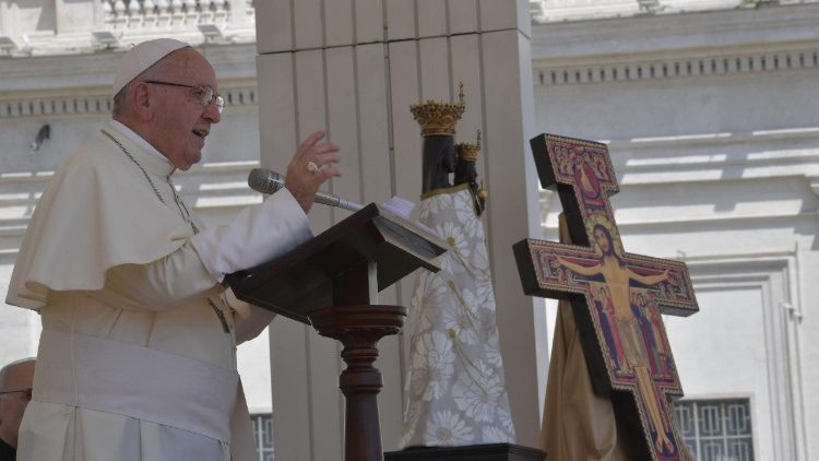 Pope Francis speaks ahead of the Angelus prayer