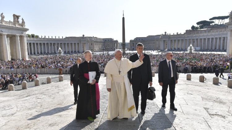 教皇フランシスコ、2018年8月29日、バチカンでの一般謁見