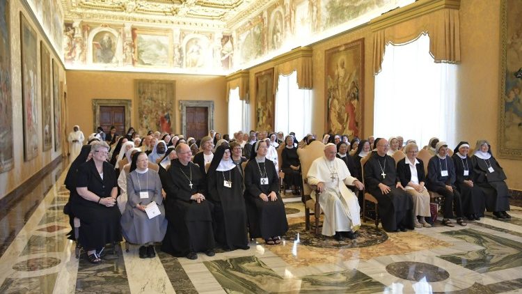 Papa Franjo s predstavnicama Međunarodne unije bnediktinki; Vatikan, 8. rujna 2018.