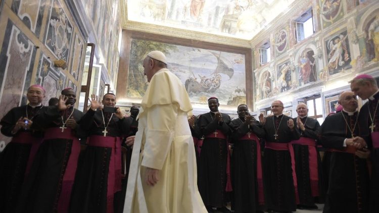 Le Pape rencontrant les évêques des territoires de mission, le 8 septembre 2018 au Vatican.