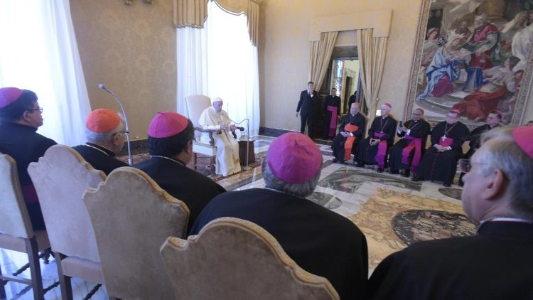 Le Pape en réunion avec les évêques du Venezuela, le 11 septembre 2018.