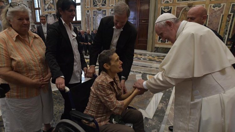 Papst Franziskus trifft die Vereinigung für Opfer von Arbeitsunfällen ANMIL im Vatikan