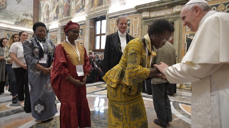 Pope Francis greets participants at Conference on Xenophobia, Racism and Populist Nationalism in the Context of Global Migration  