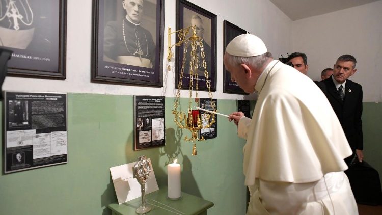 Pope Francis visits the Museum of Occupations and Freedom Fights in Vilnius