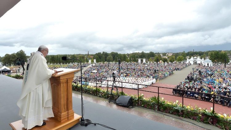 Pope Francis  celebrating Mass in Aglona, Latvia on September 24, 2018. 