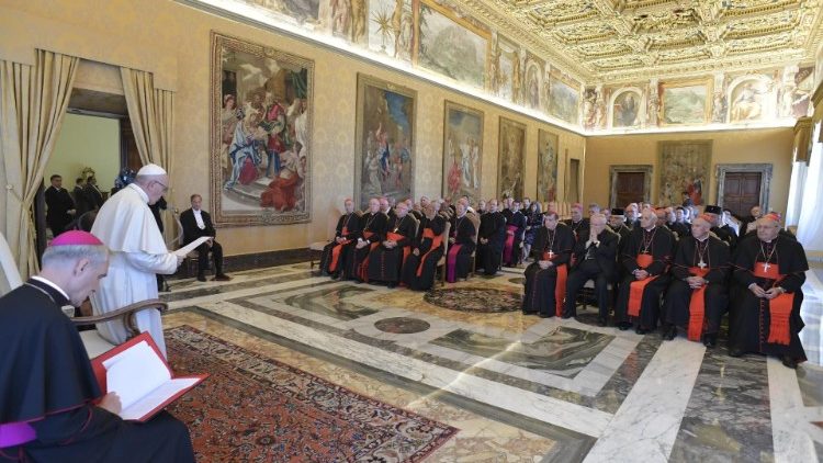 Pope Francis speaks to the Pontifical Council for Christian Unity
