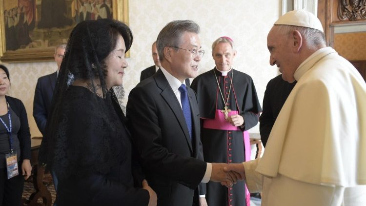 Mr Moon Jae-in, President of the Republic of Korea meeting with Pope Francis