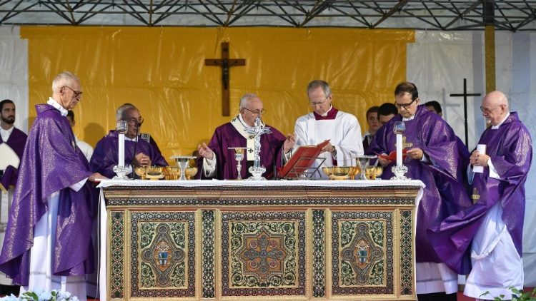 Pope Francis celebrates Holy Mass at the Laurentino Cemetery on the feast of All Souls.