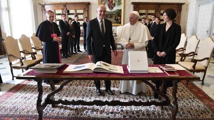 アラン・ベルセ・スイス連邦大統領と教皇フランシスコ　2018年11月12日