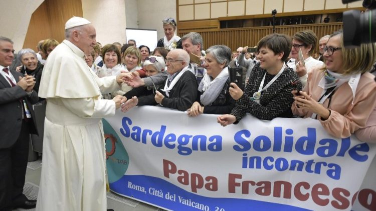 Pope Francis meets with members of the Service Center for Volunteers "Sardinia Solidale"